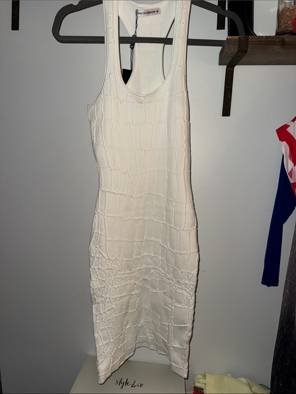 Sleeveless Textured Tank Midi Dress in Cream by Style & Co.